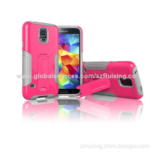 With Foldable Kickstand PC+Silicone 2 in 1 Case For Samsung Galaxy S5